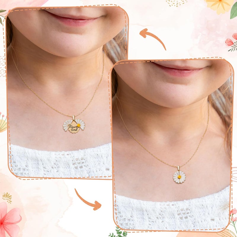 PANTIDE Flower Girl Daisy Locket Necklace - Thank You for Being My Flower Girl Proposal Gift, Engraved Stainless Steel Jewelry Gift On Wedding Bridal Shower from Bride (Gold) - Image 4